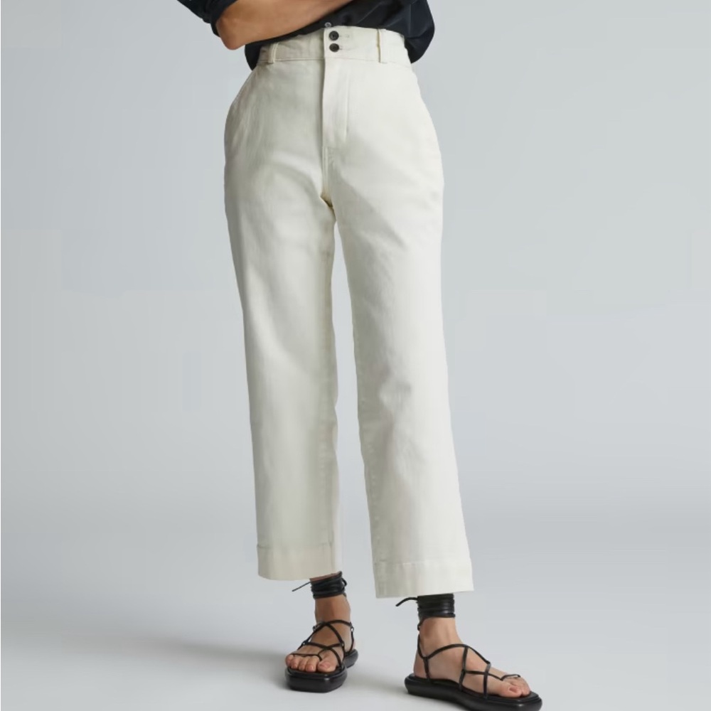 Everlane The Organic Straight-Leg Pant in Bone